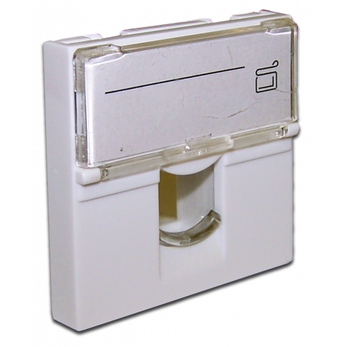 Вставка 45x45 на 1 модуль, со шторкой и увеличенным окном маркировки, белая